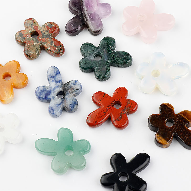 Natural Stone Flower Pendant for DIY Jewellery Making